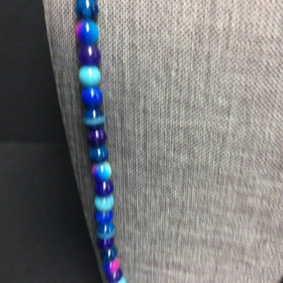 Long Toggle Necklace Silver Turquoise Blue Purple Pink Retro BoHo - Picture 6 of 9